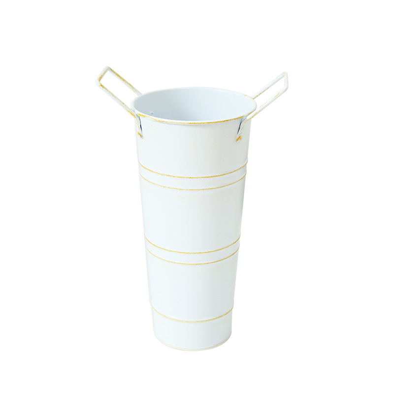 Avtoit | Retro Iron Flower Bucket with Handles – Decorative Metal Flower Pot for Home