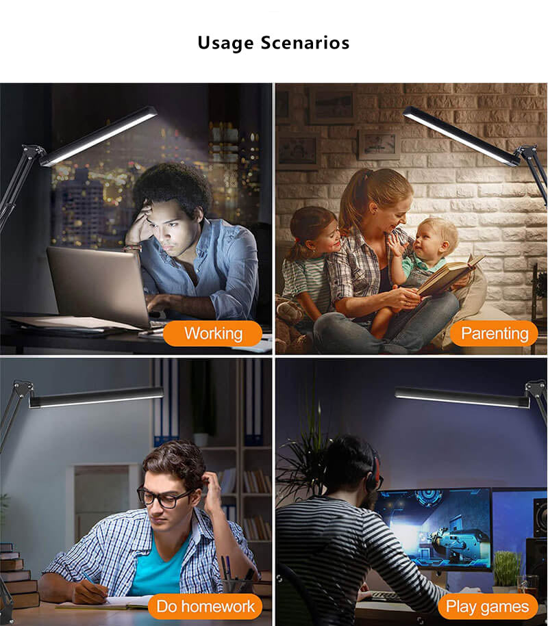Avtoit | LED Foldable Long Arm Clip Eye Protection USB Reading Table Lamp