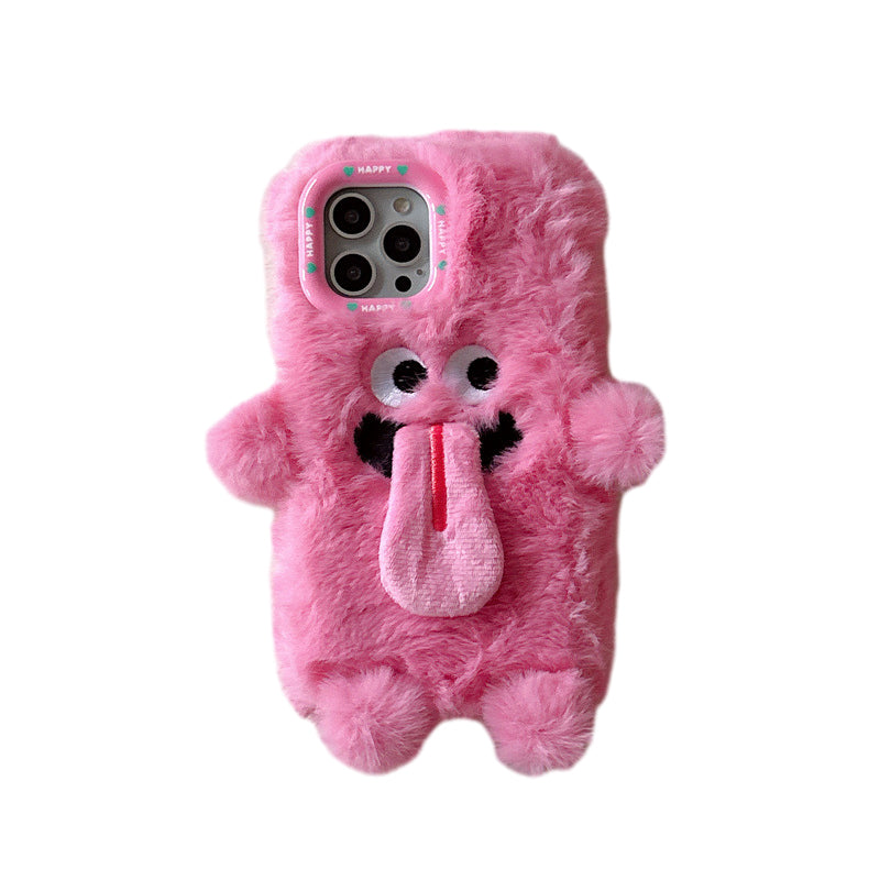 Avtoit | Funny Tongue Sticking Out Plush Phone Case For iPhone