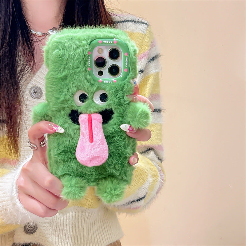 Avtoit | Funny Tongue Sticking Out Plush Phone Case For iPhone