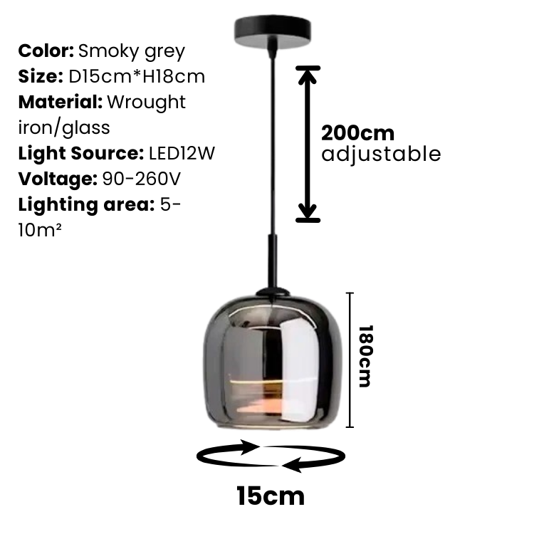 Avtoit | Nordic Black Glass Pendant Light Fixture - Modern Hanging Lamp for Kitchen Island & Dining Room