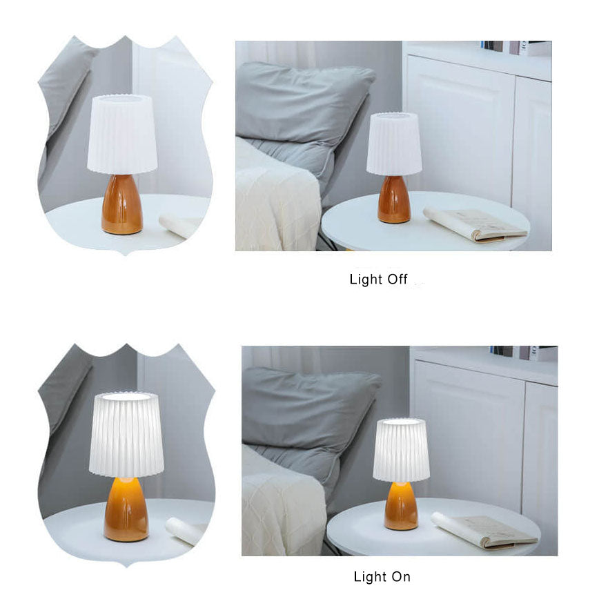 Avtoit | Scandinavian Retro Table Lamp with Pleated Shade and Glass Base