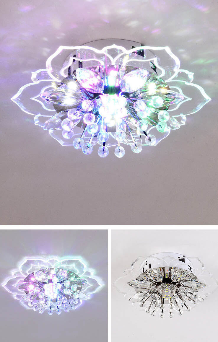 Avtoit GlowPetal | LED Crystal Ceiling Light | Flower Shaped, RGB Color Changing & Energy Efficient