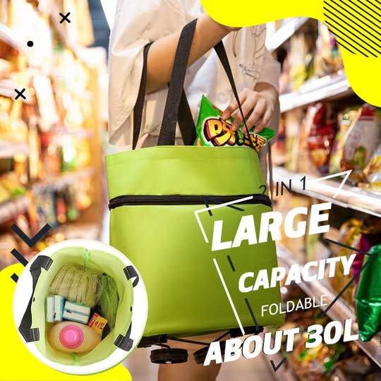 Avtoit | 2 In 1 Folding Shopping Cart Tote Bag
