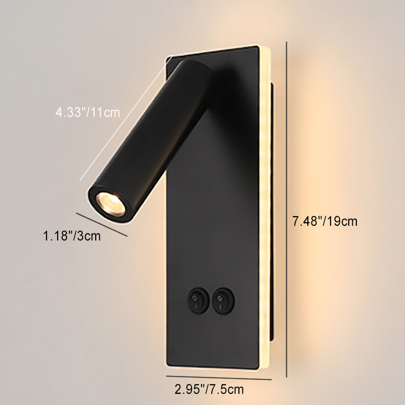 Avtoit | Modern Minimalistic Rectangular Round Iron Aluminum LED Wall Lamp For Bedroom