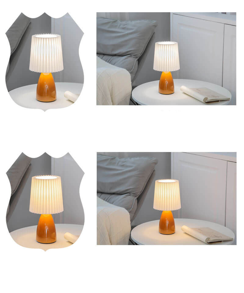 Avtoit | Scandinavian Retro Table Lamp with Pleated Shade and Glass Base