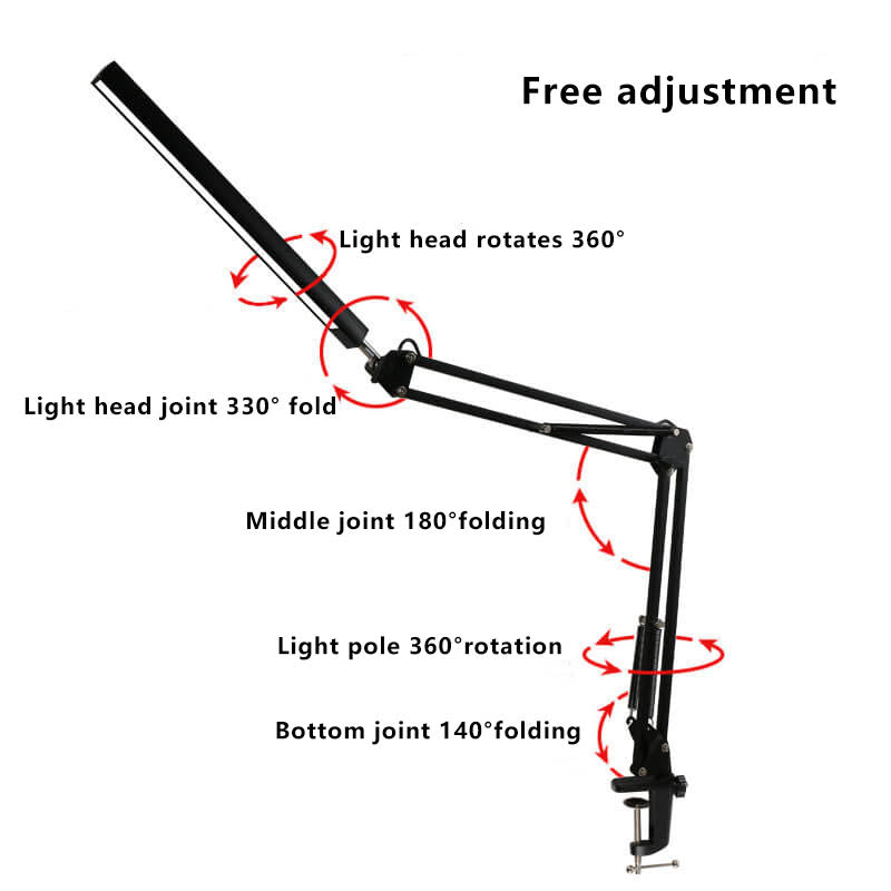 Avtoit | LED Foldable Long Arm Clip Eye Protection USB Reading Table Lamp