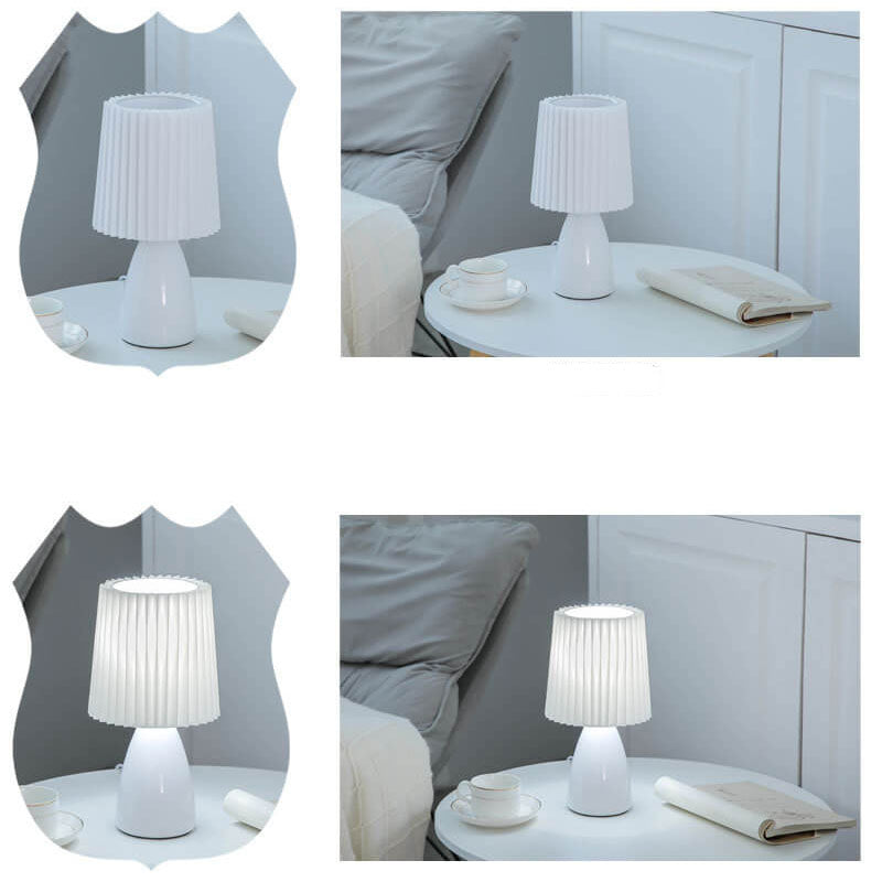 Avtoit | Scandinavian Retro Table Lamp with Pleated Shade and Glass Base