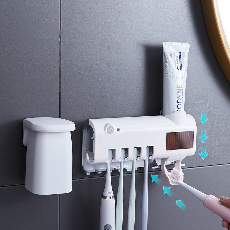 Avtoit | Smart UV Light Sterilizer Toothbrush Holder, Wall Mounted Toothpaste Dispenser