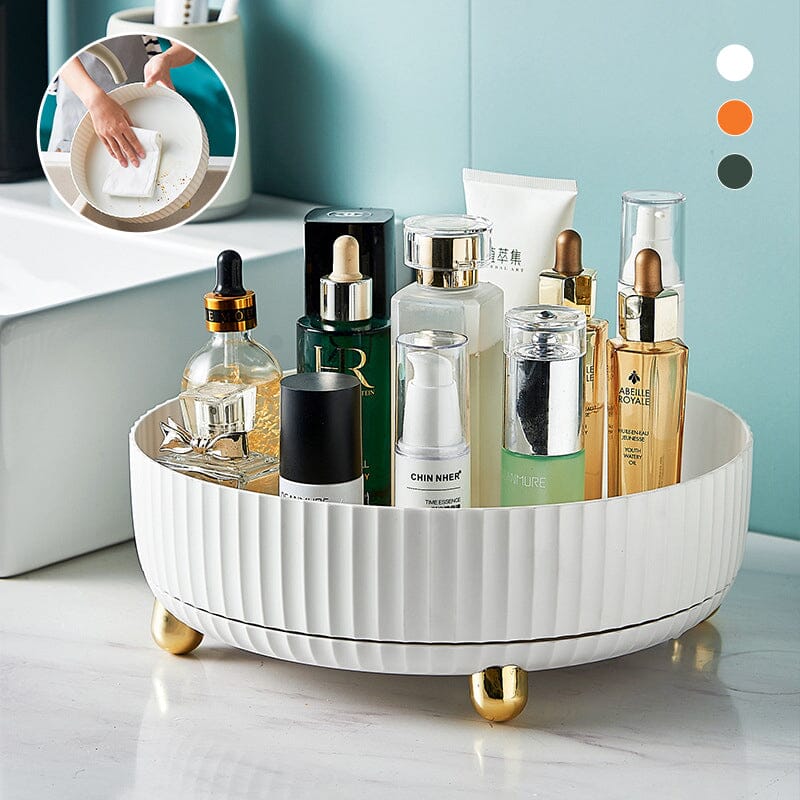 360-Degree Rotating Kitchen Spice Rack with Raised Edge