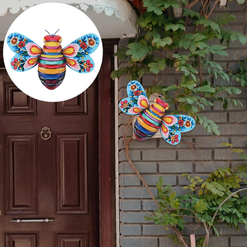 Avtoit | Iron Bee Art Sculpture Hanging Wall Decorations for Garden