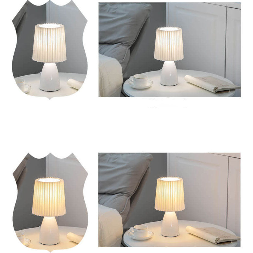 Avtoit | Scandinavian Retro Table Lamp with Pleated Shade and Glass Base