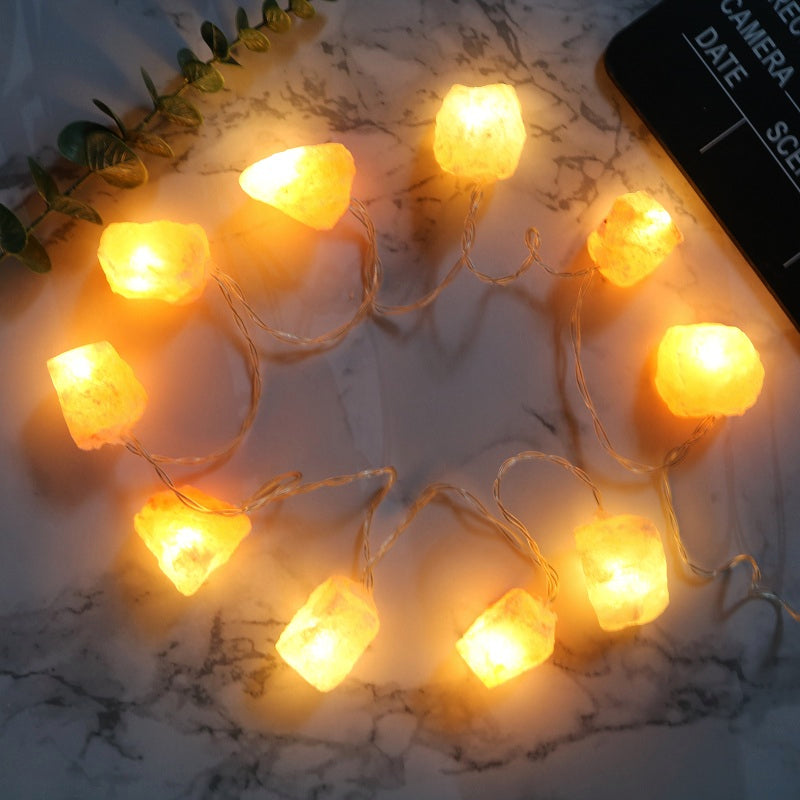 Avtoit | SolaraGleam Himalayan Salt String Lights | Warm Amber Light | Portable Natural Crystal Decoration for Home