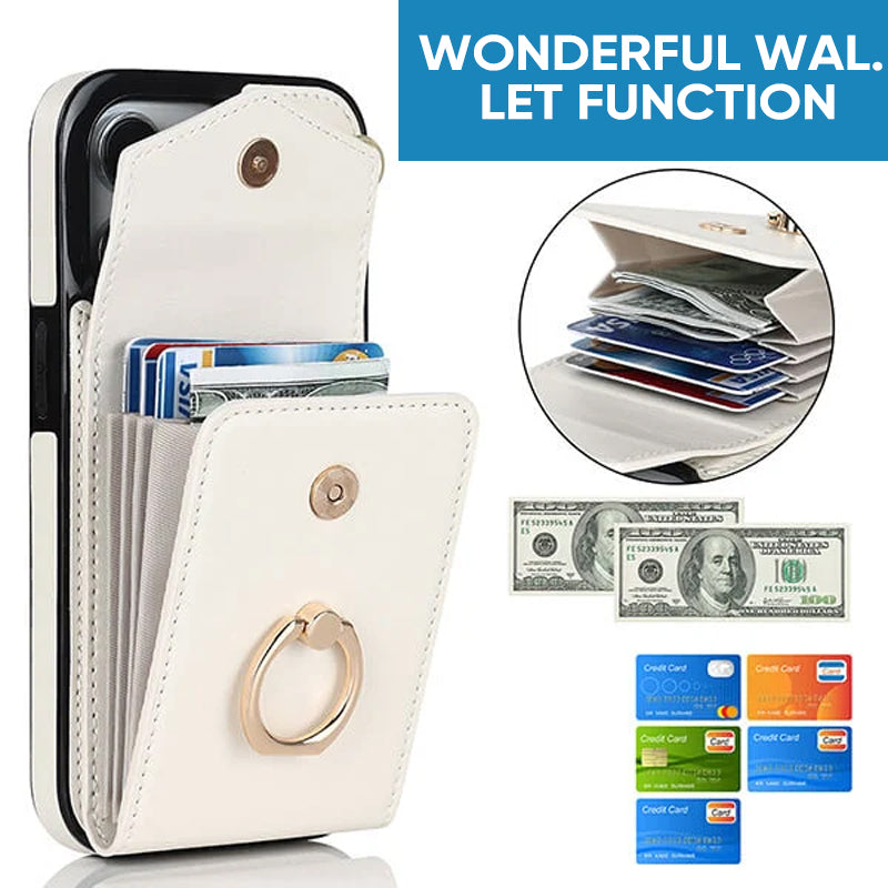 Avtoit | Leather Wallet Case with Ring & Lanyard for iPhone