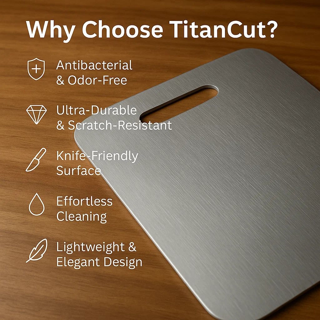 Avtoit | Medical Grade Titanium Cutting Board | Durable, Non-porous Surface for Safe Food Preparation & Kitchen Use