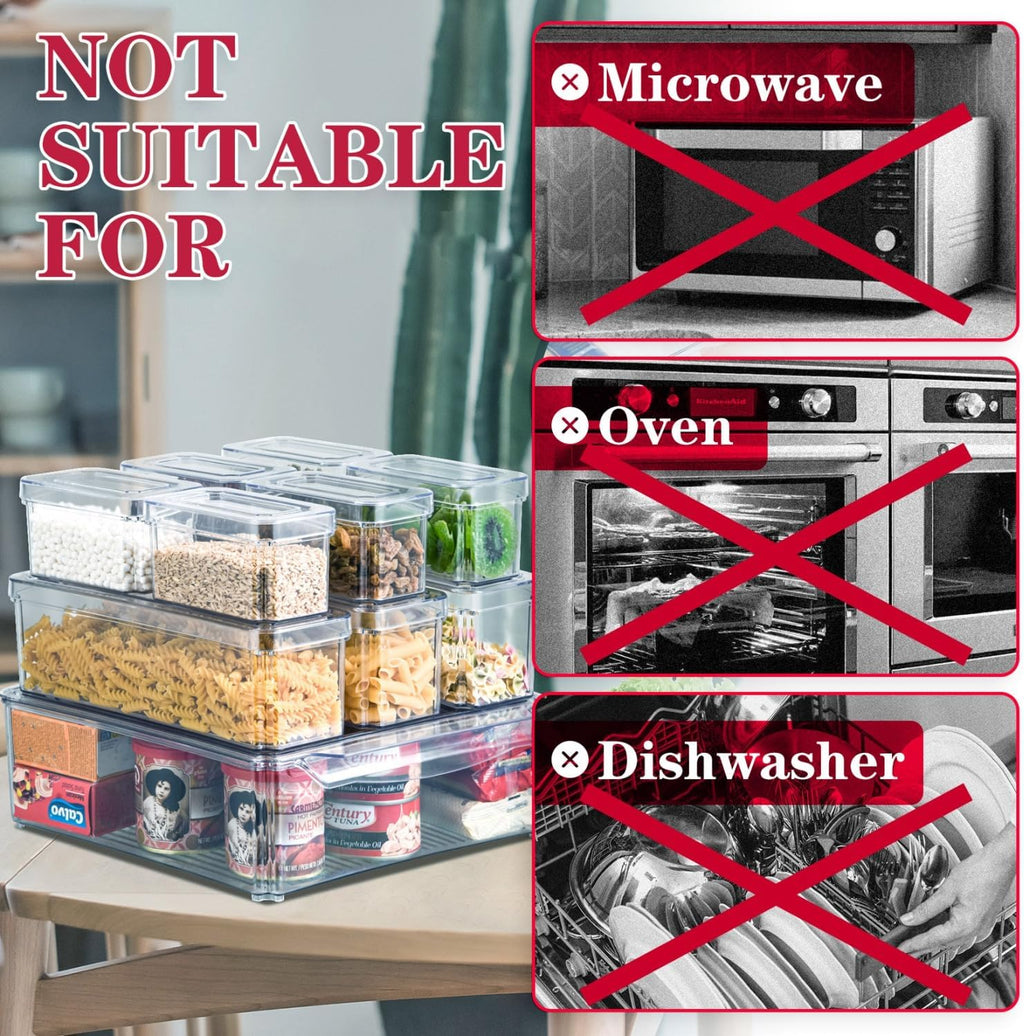 Avtoit | Stackable Fridge Organiser Set – 10 Clear Storage Boxes for Freshness & Kitchen Order