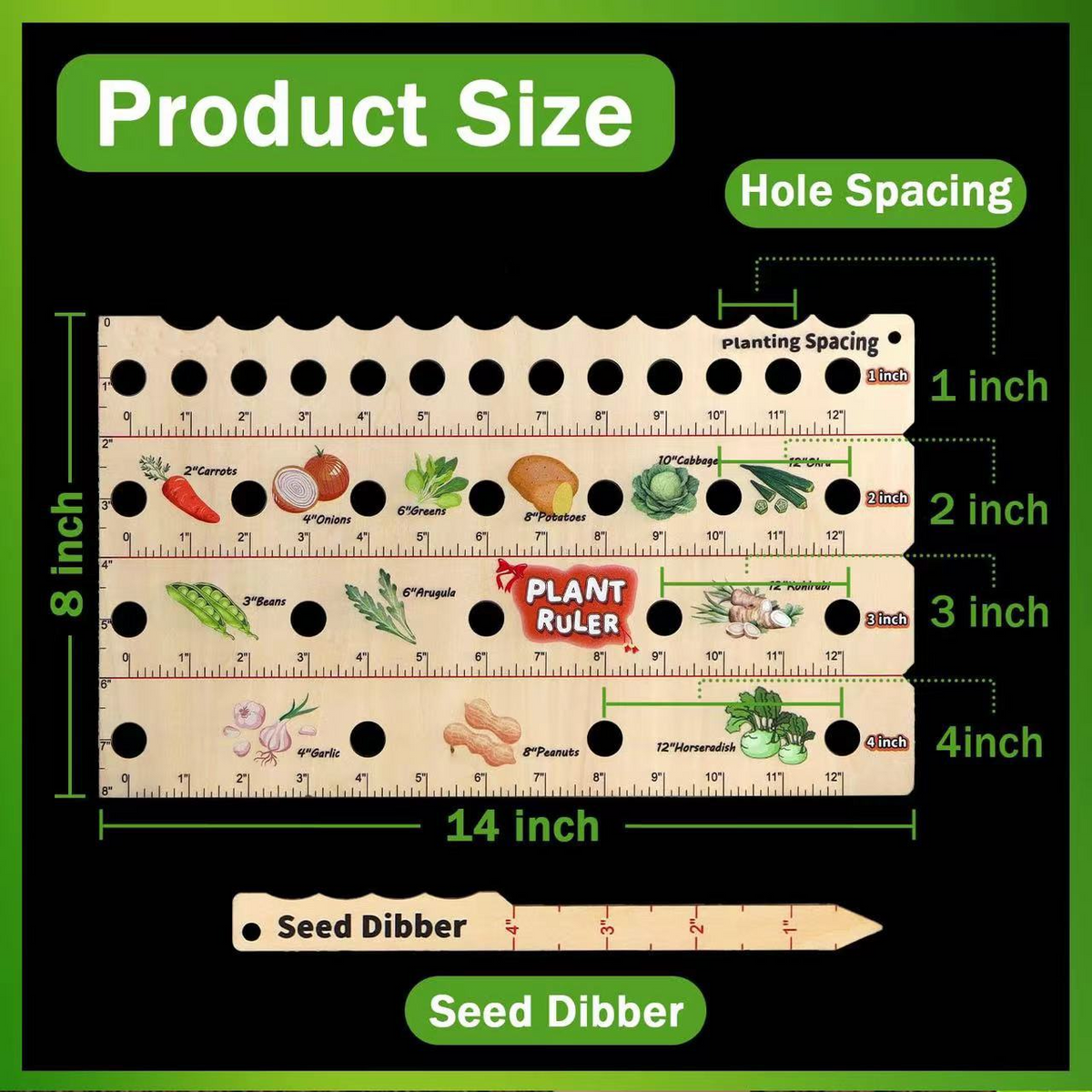 Avtoit | Wood Plant Ruler – Multifunctional Seed Measuring Tool for Garden