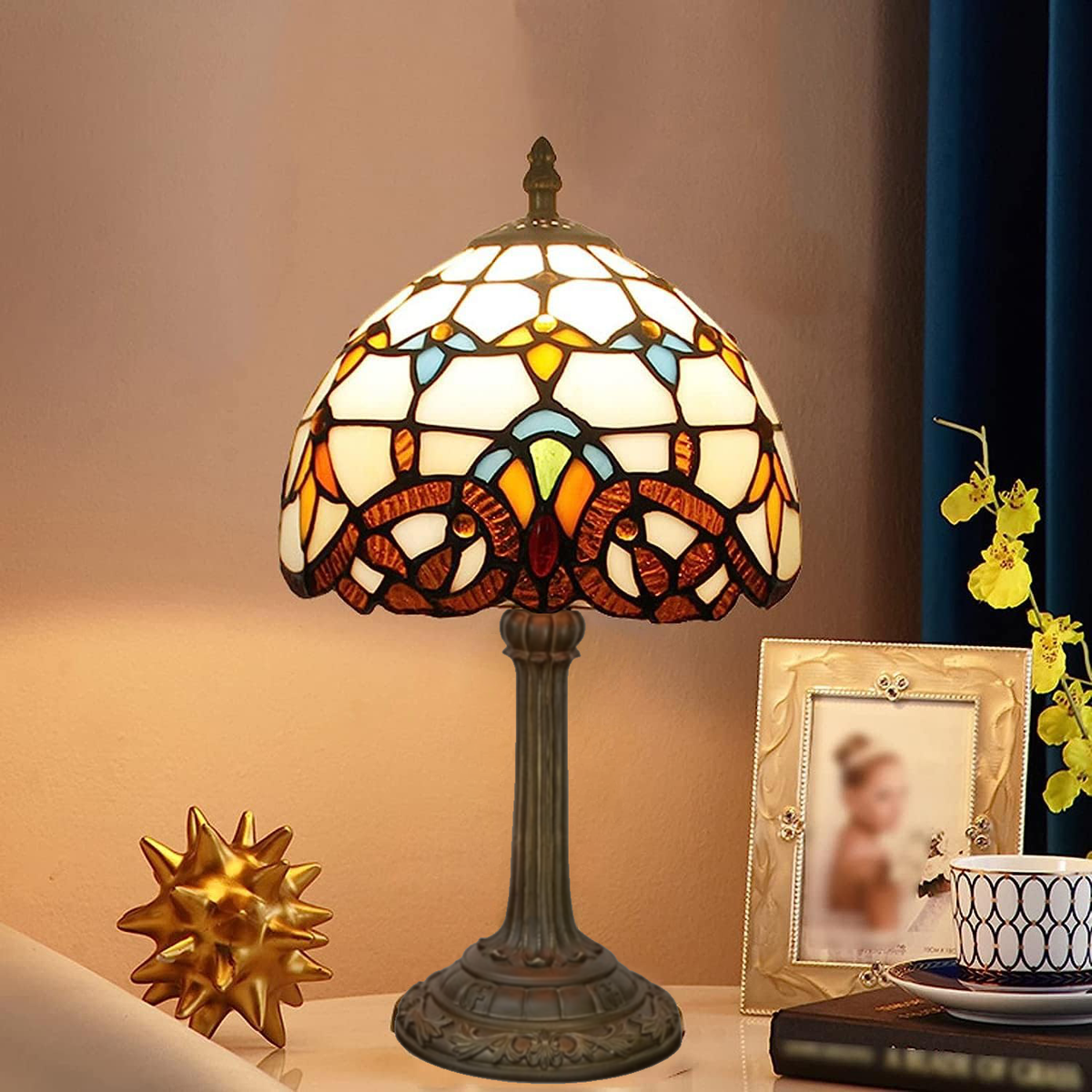 Avtoit | VerreMystique Tiffany Lamp – Timeless Stained Glass Table Lamp for Warm Ambient Lighting