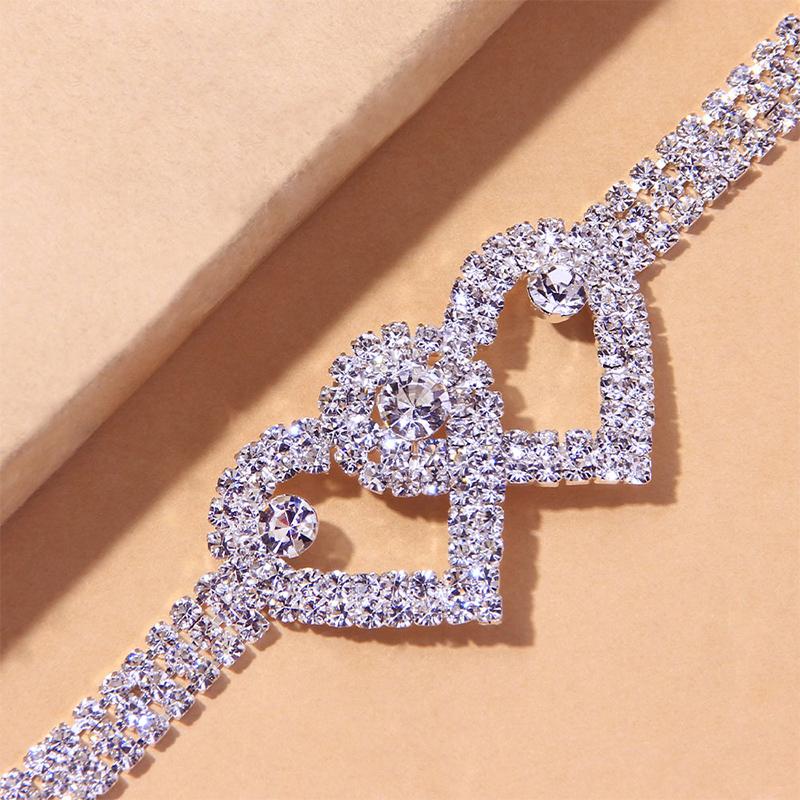 Avtoit | Fashion Rhinestone Double Heart Anklet