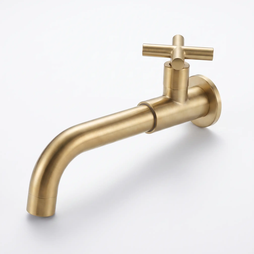 Avtoit | Contemporary Wall-Mounted Bathroom Faucet Cross Handles Stainless Steel Faucet