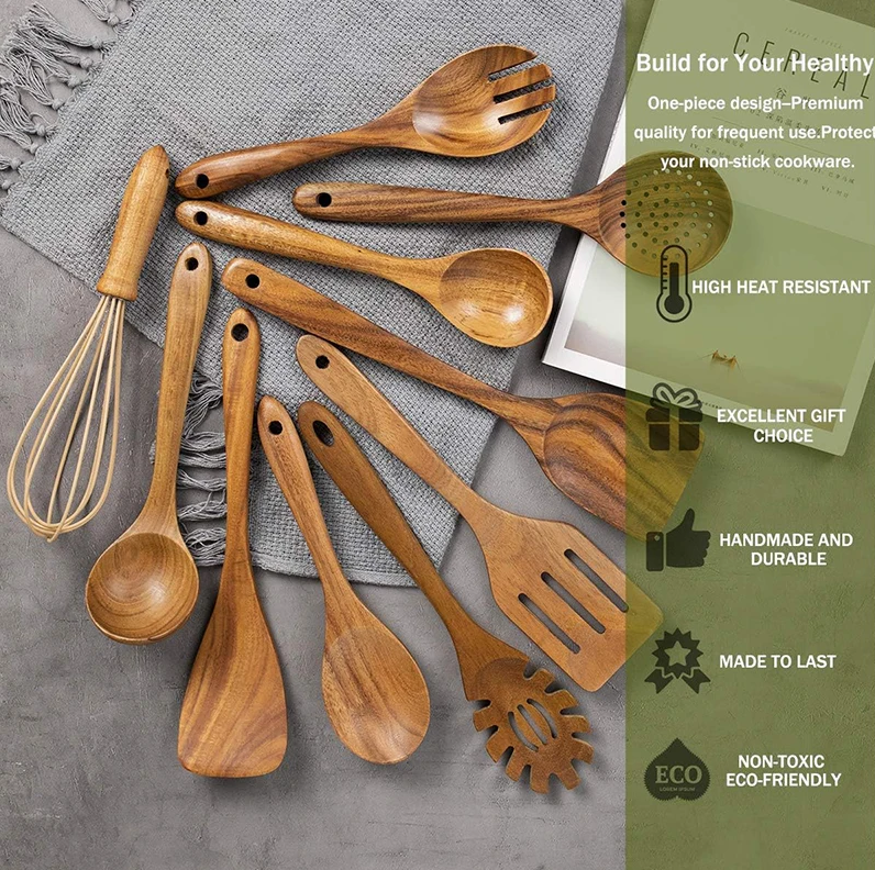 Avtoit | EcoWood Kitchen Utensils Set made of Wood with 10 Pieces