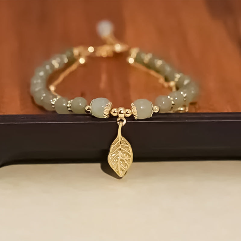 Avtoit | Hetian Jade Bracelet with Leaf