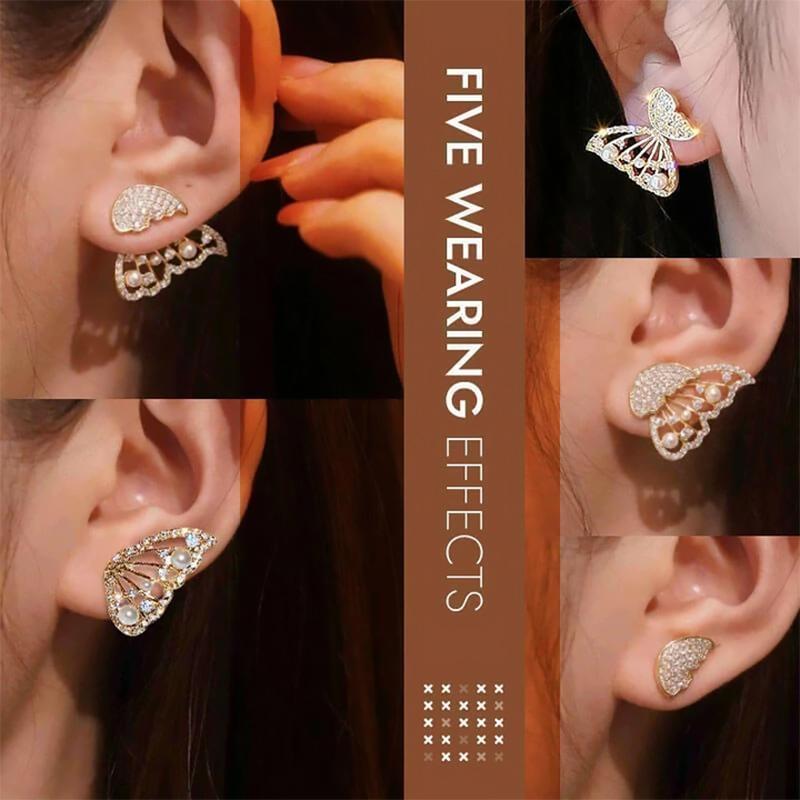Avtoit | Butterfly earrings with pearls and diamonds