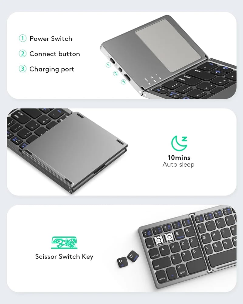 Avtoit | Foldable Bluetooth Keyboard with Touchpad