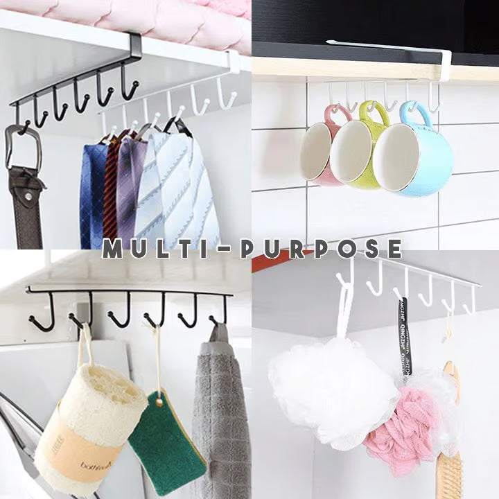 Avtoit | Under-cabinet hook strip – space-saving kitchen storage with 6 hooks