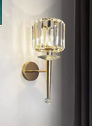 Avtoit | 1 Bulb Cylindrical Wall Light Modernist Style Clear Glass Wall Light Sconce with Crystal Decoration in Chrome Finish