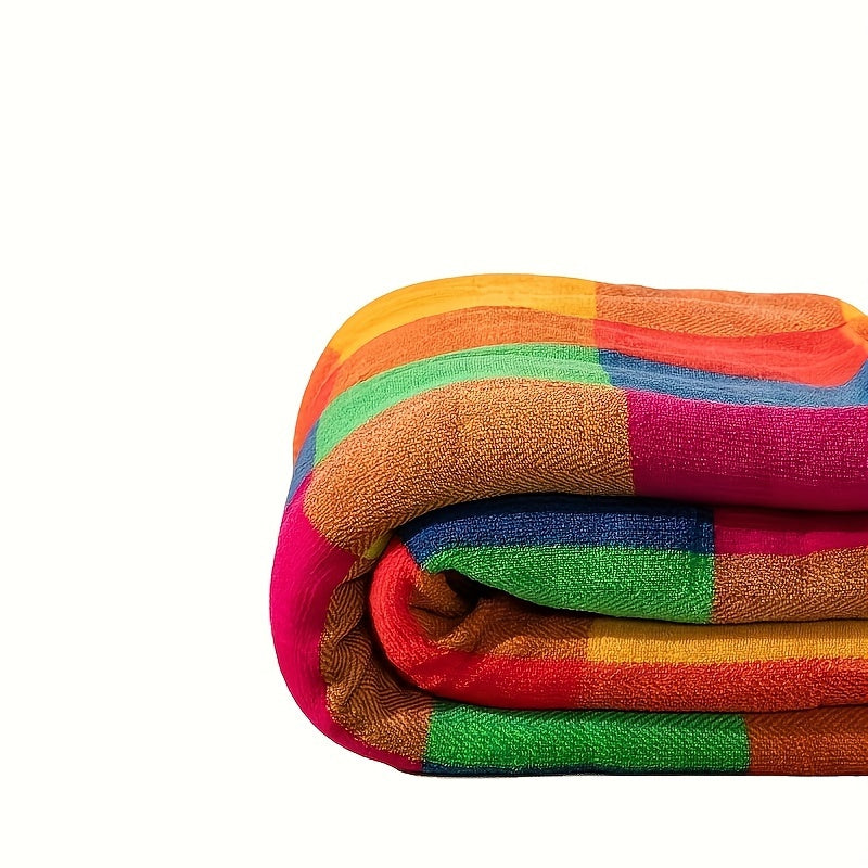 Avtoit | Coral fleece blanket – Reversible thick Sherpa blanket with a colorful checkered pattern