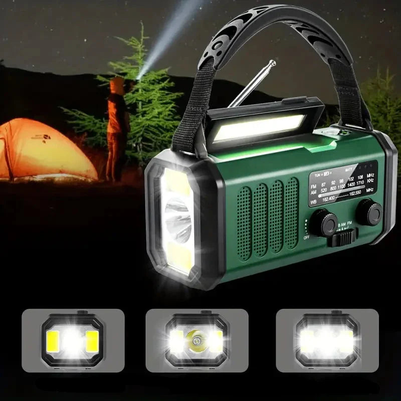 Avtoit | Solar emergency radio with power bank – crank radio with LED flashlight for camping & outdoor