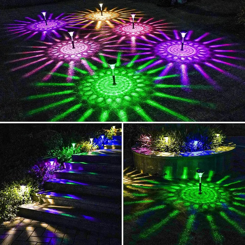 Avtoit | 2-piece set solar garden lights – LED pathway lights with sun pattern projection!