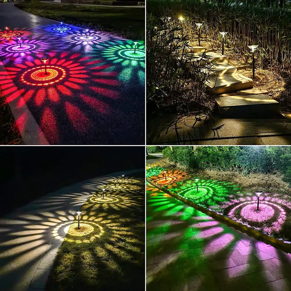 Avtoit | 2-piece set solar garden lights – LED pathway lights with sun pattern projection!