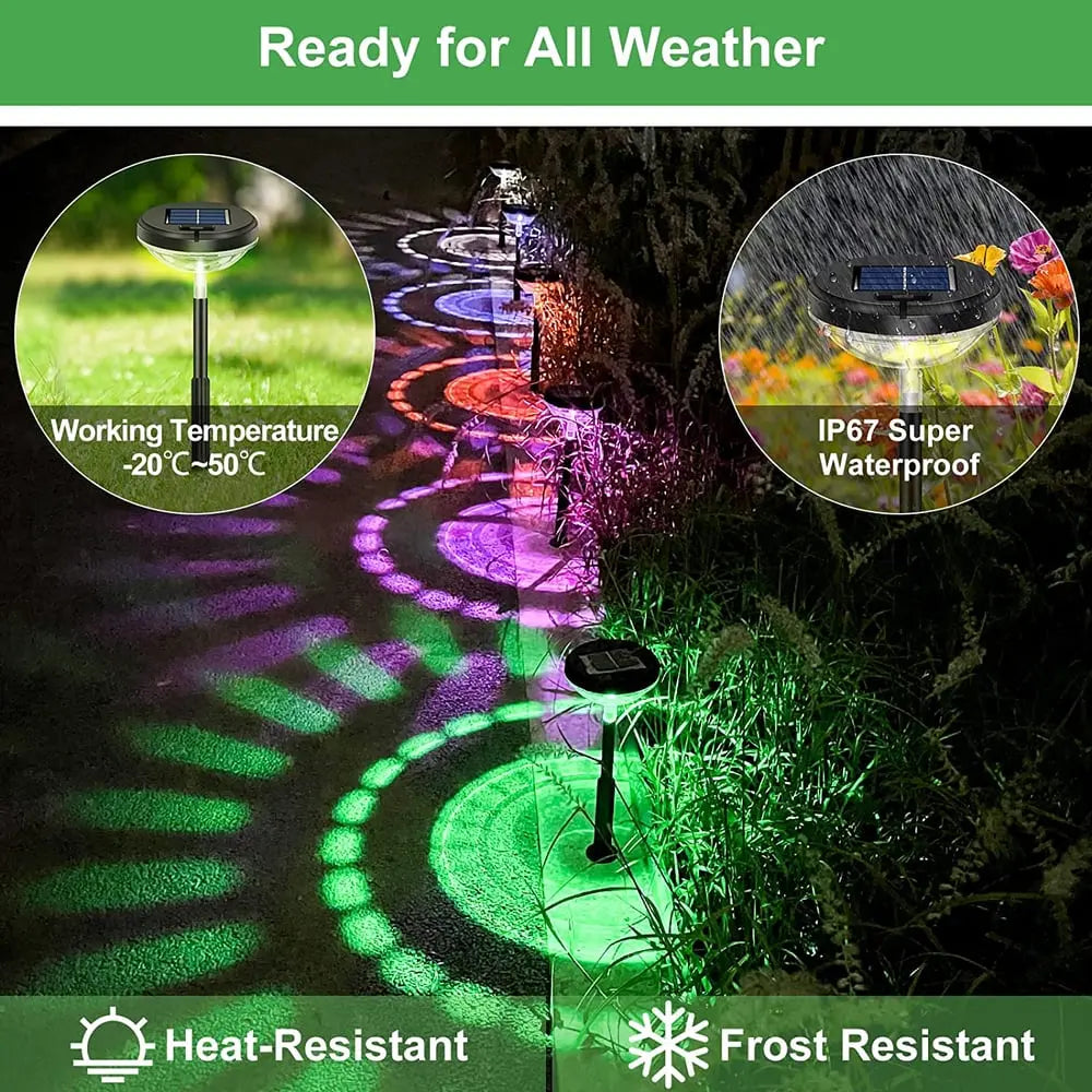 Avtoit | 2-piece set solar garden lights – LED pathway lights with sun pattern projection!