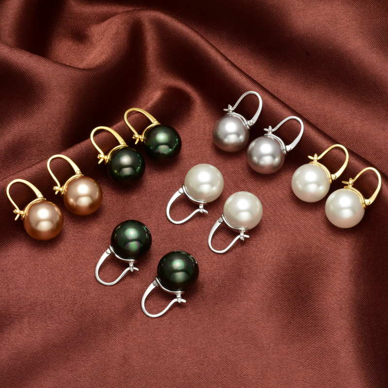 Avtoit | Black Pearl Earrings  Available in White Champagne Grey Gold and Black  Pearl Dangle Earrings