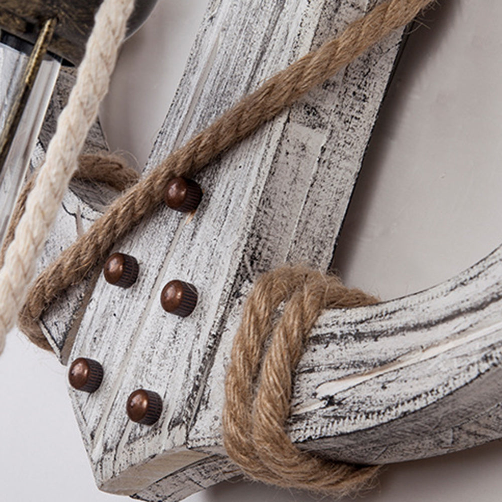 Avtoit | Rustic Wood Anchor Wall Lamp with Lantern