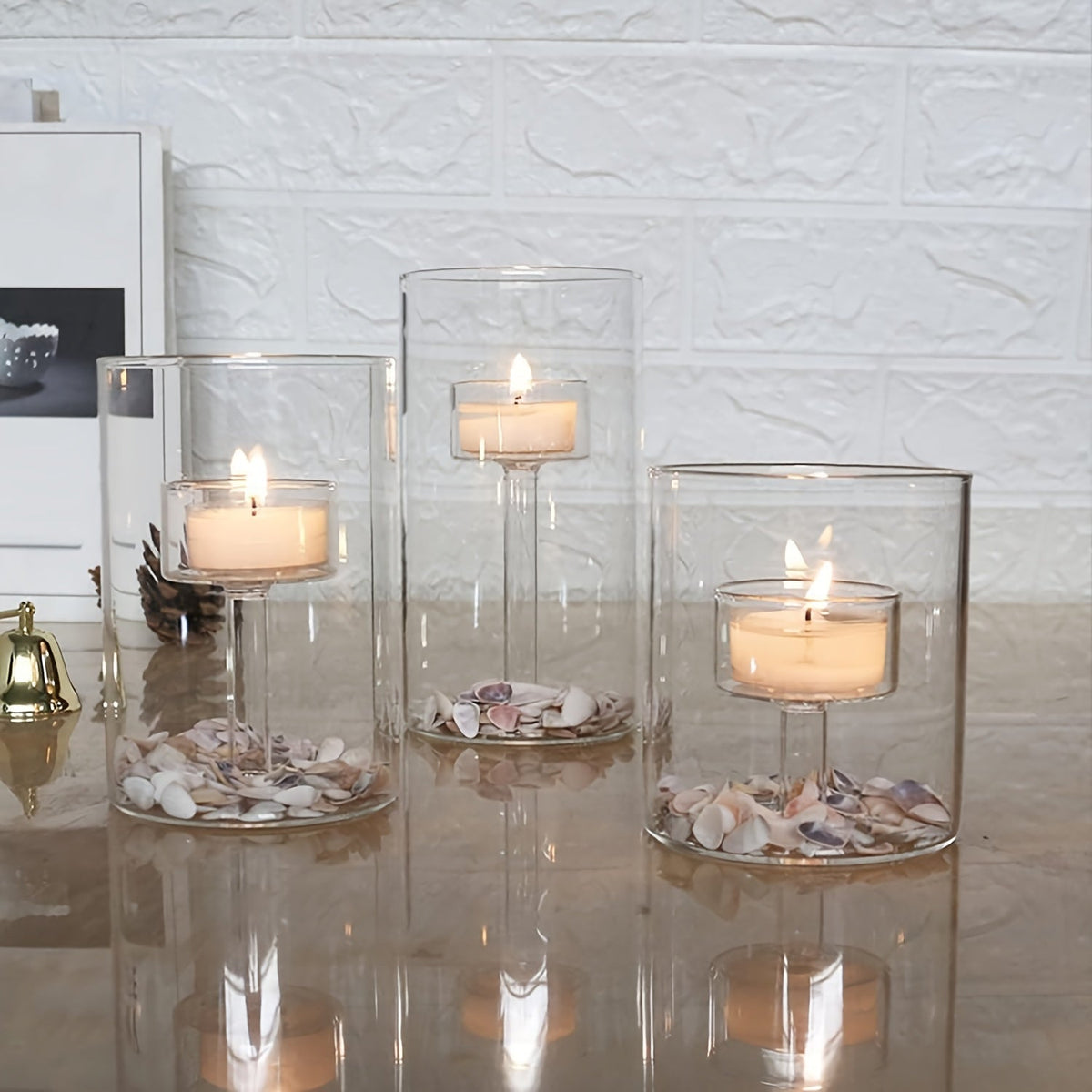 Avtoit | PureLight - Trio of Transparent Candle Holders for Elegant Tables