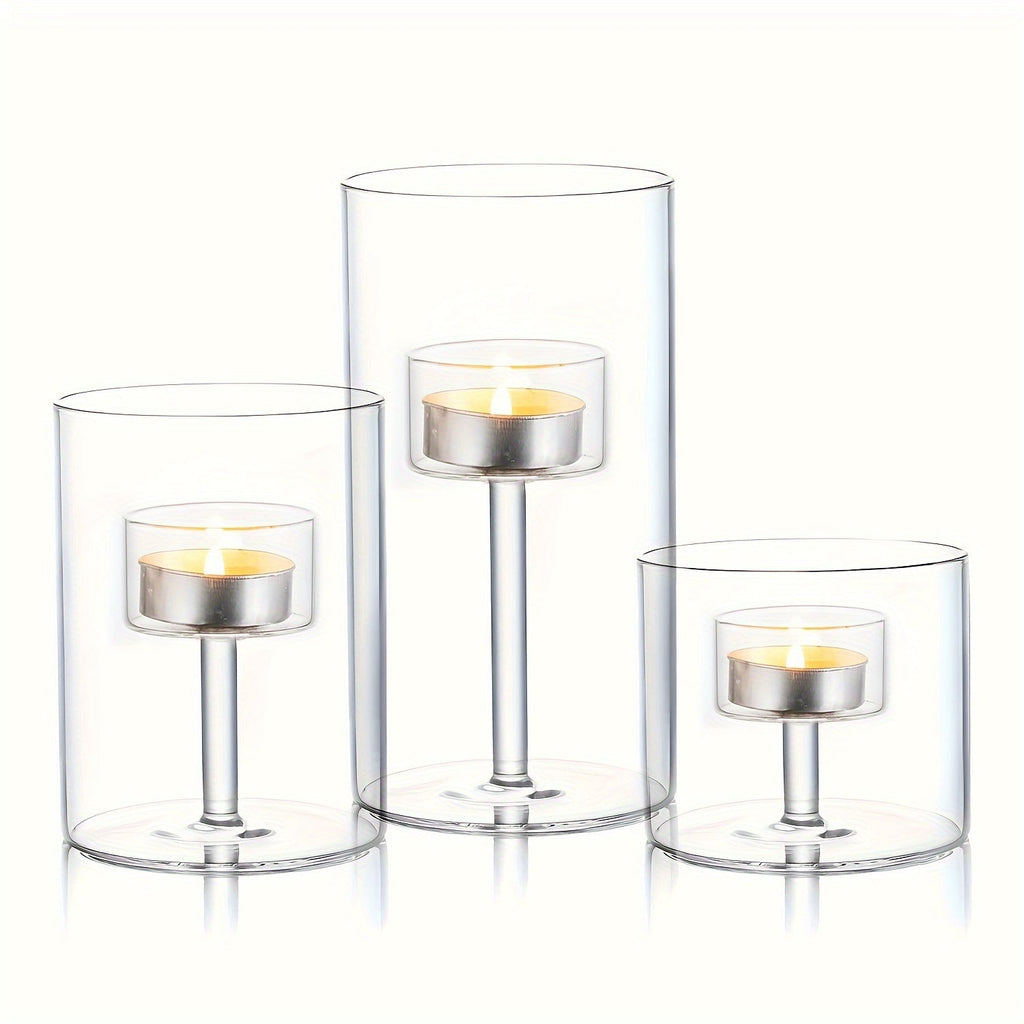 Avtoit | PureLight - Trio of Transparent Candle Holders for Elegant Tables