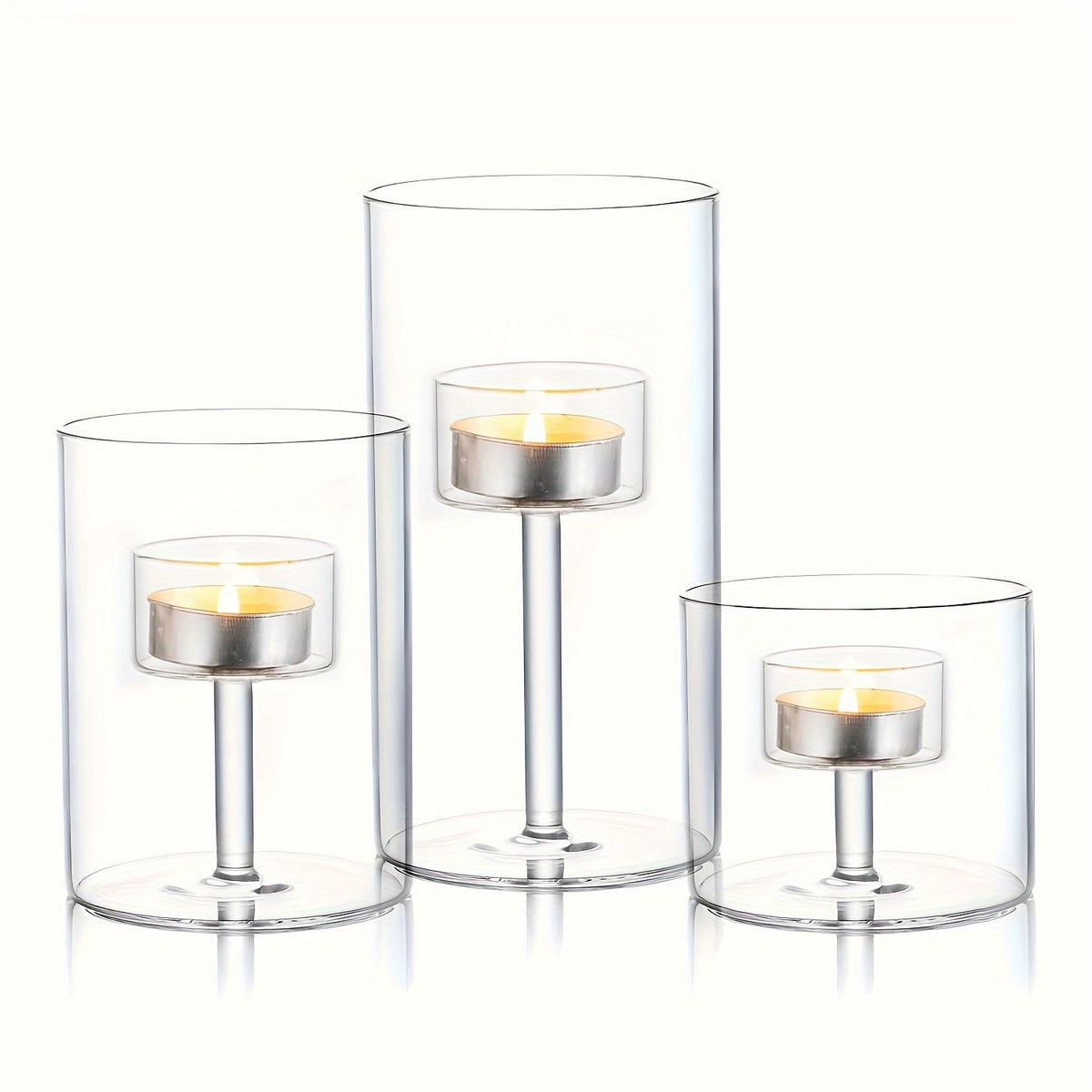 Avtoit | PureLight - Trio of Transparent Candle Holders for Elegant Tables