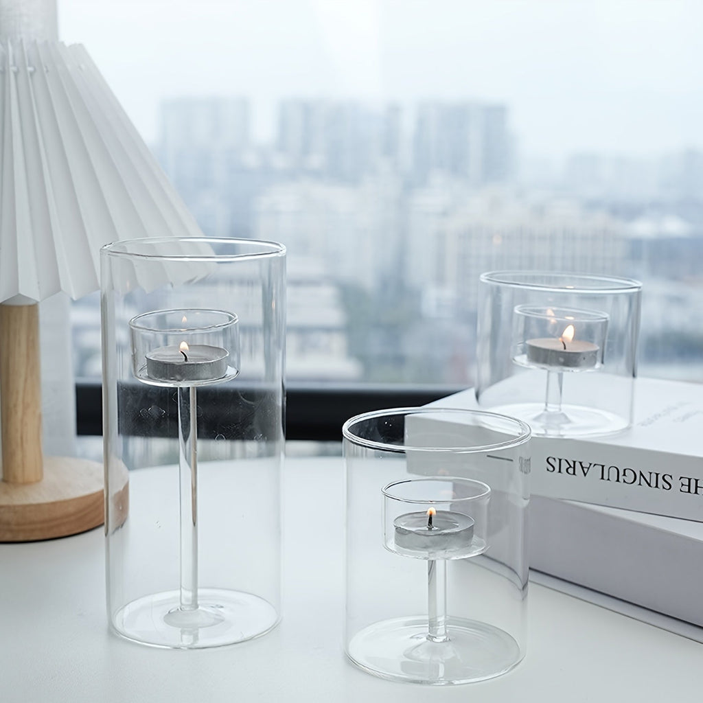 Avtoit | PureLight - Trio of Transparent Candle Holders for Elegant Tables