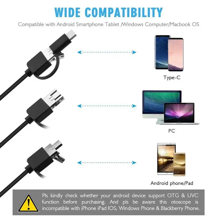 Avtoit | 3-in-1 USB Endoscope Camera – Waterproof, Flexible with 6 LED Lights