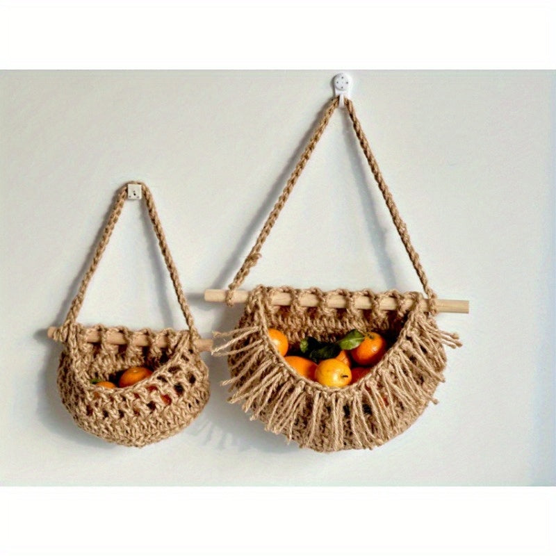Avtoit | BohoHaven - Woven Wall Basket with 6 Hooks