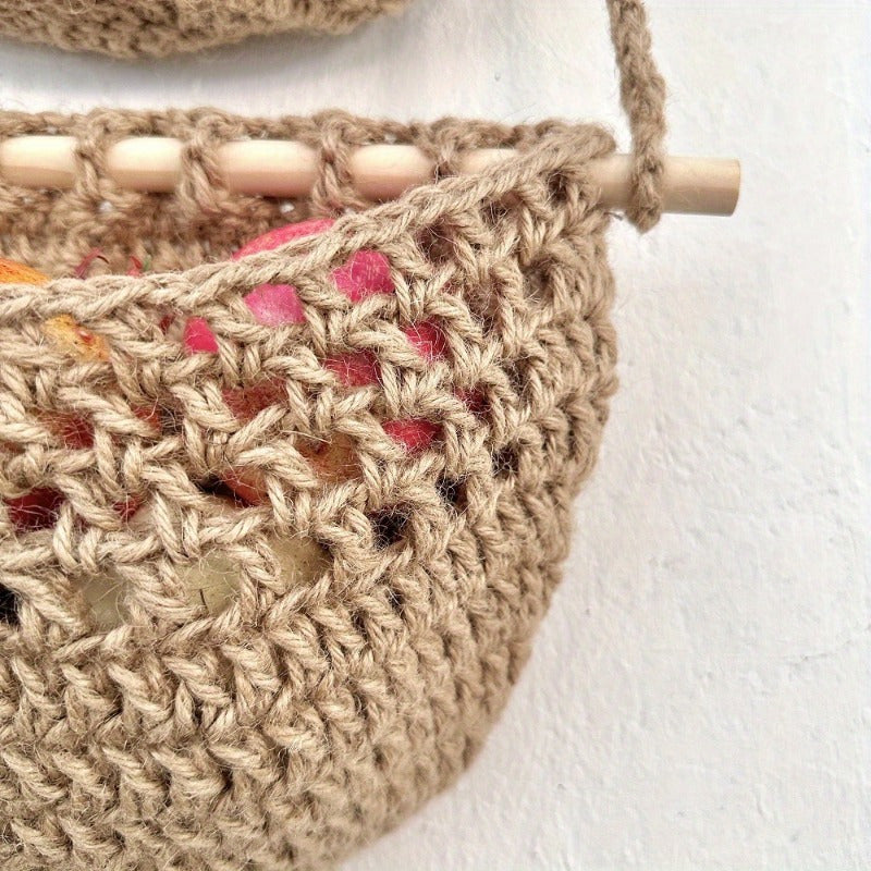 Avtoit | BohoHaven - Woven Wall Basket with 6 Hooks