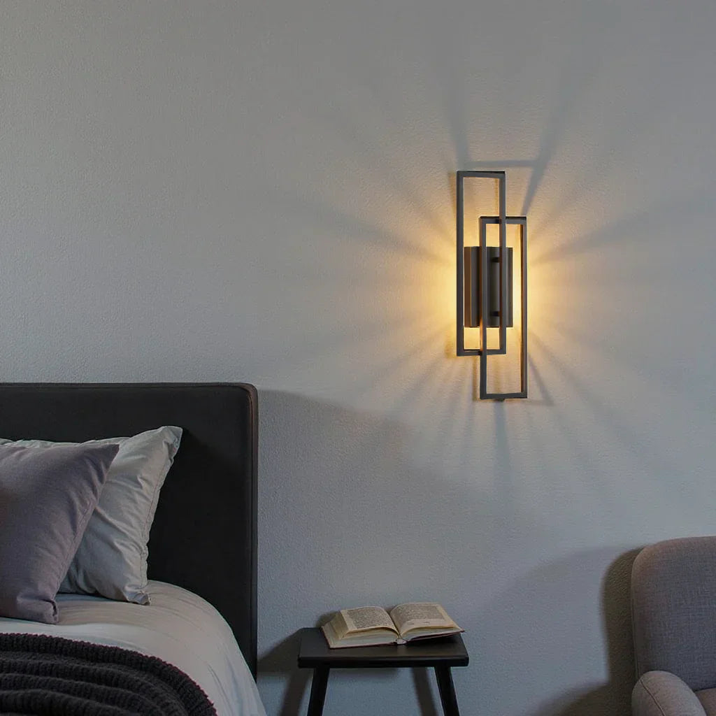 Avtoit | Modern Geometric LED Wall Light – Rectangle Design with Remote Dimming (Black or Copper Finish)