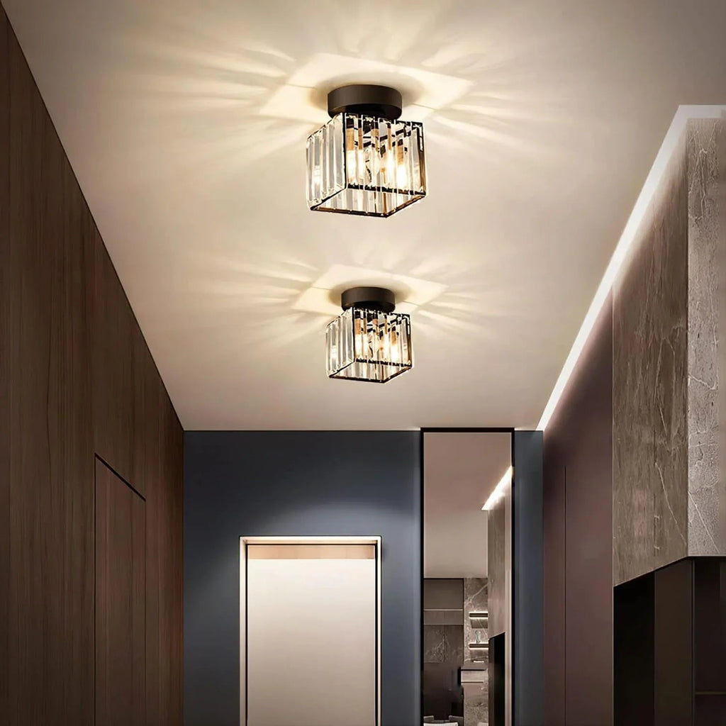 Avtoit | Modern Crystal Ceiling Light with Gold and Black Accents – Stylish Lighting for Your Home