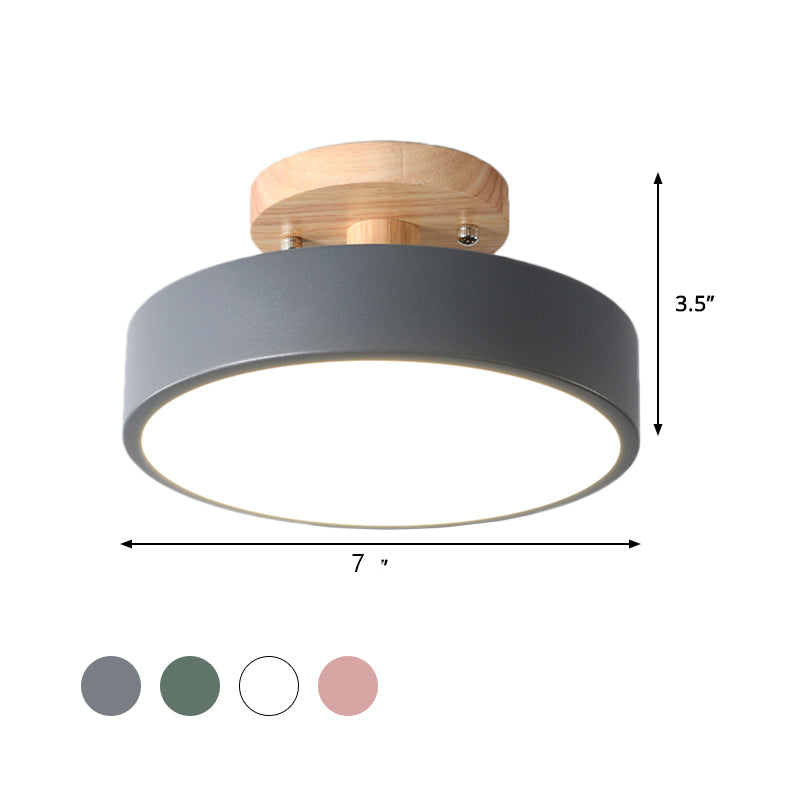 Avtoit | Scandinavian LED Ceiling Light with Wood | Modern Drum Shape for Hallways and Entrances | Energy-Efficient Lighting