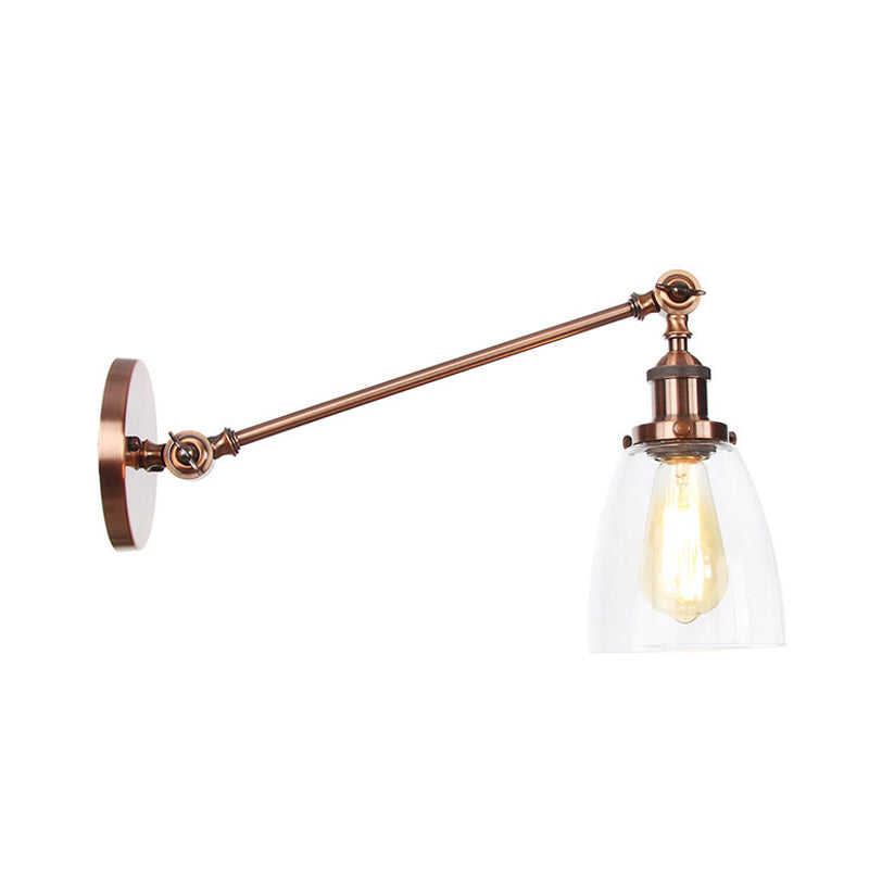 Avtoit | Black/Bronze/Brass 1-light Wall Lamp Fixture Industrial Style Clear Glass Cone Light with Arm, 8"/12" L