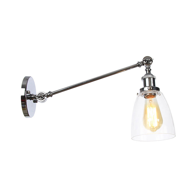 Avtoit | Black/Bronze/Brass 1-light Wall Lamp Fixture Industrial Style Clear Glass Cone Light with Arm, 8"/12" L