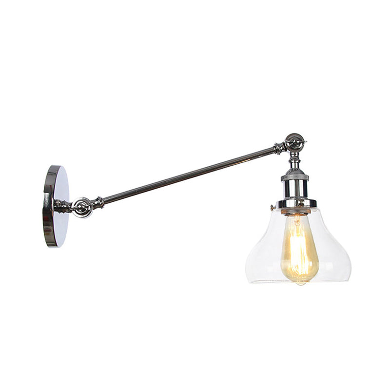 Avtoit | 1 Light Indoor Lighting Fixture Farmhouse Black/Bronze/Brass Wall Lamp with Pear Clear Glass Shade, 8"/12" L Arm